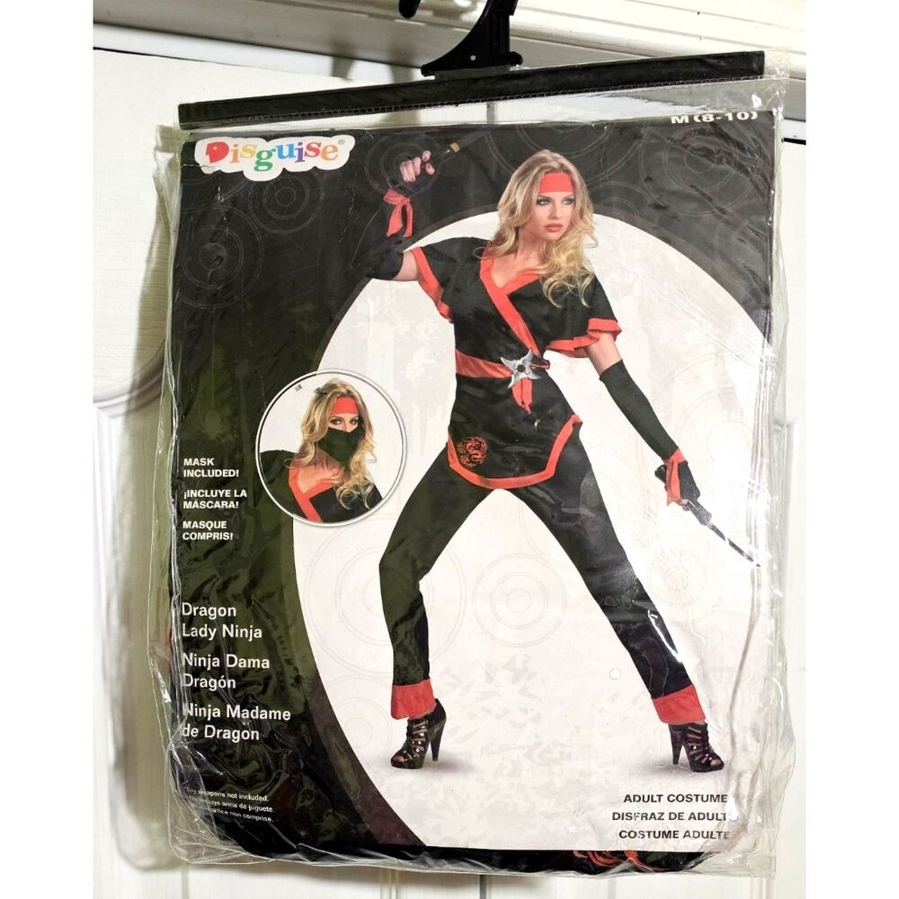 Dragon Lady Ninja Costume Women's Pretty Sexy Warrior Black Red Halloween MED